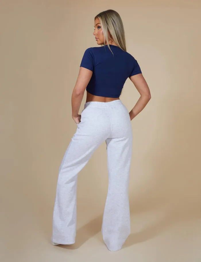 Women Kaiia Wide Leg Sweat Pants In Grey Marl Grey Public Desire Tracksuit