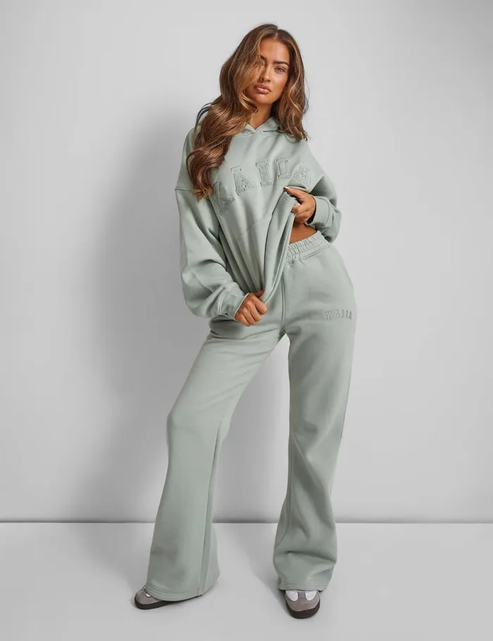Women Kaiia Wide Leg Sweat Pants In Sage Green Green Public Desire Two Piece Sets