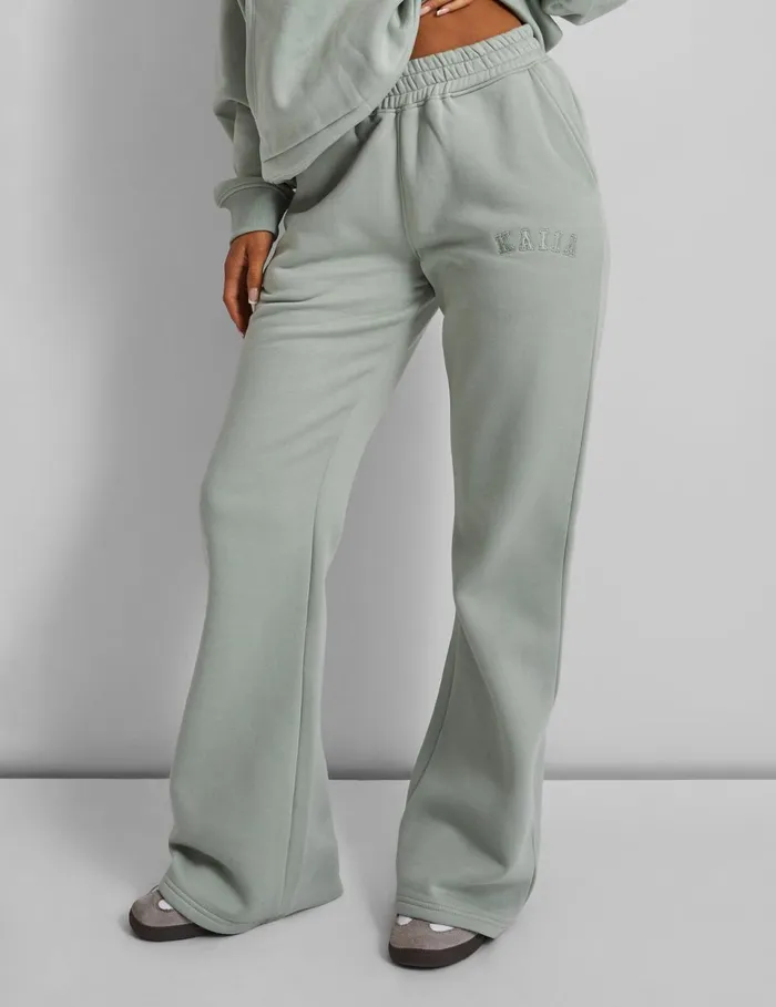 Women Kaiia Wide Leg Sweat Pants In Sage Green Green Public Desire Two Piece Sets