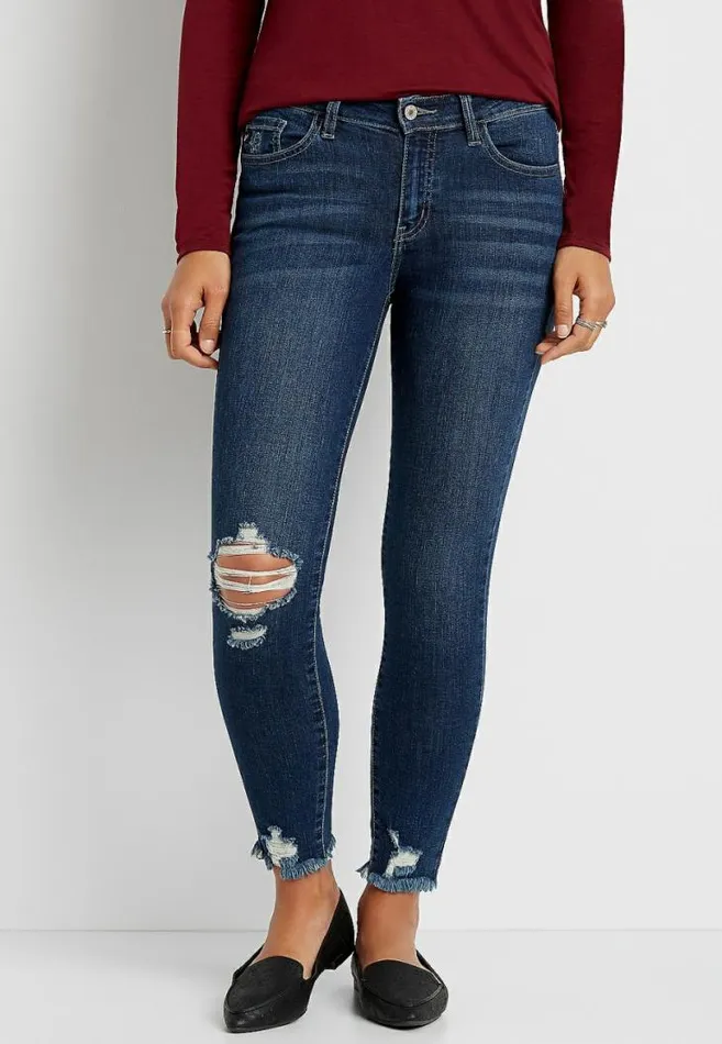 Women Kancan Dark Wash Destructed Skinny Jean Maurices Jeans