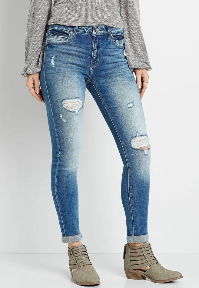 Women Kancan High Rise Curvy Rolled Hem Skinny Jean Maurices Jeans