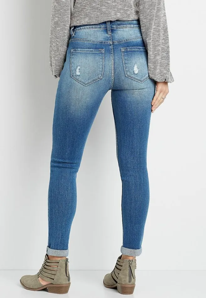 Women Kancan High Rise Curvy Rolled Hem Skinny Jean Maurices Jeans