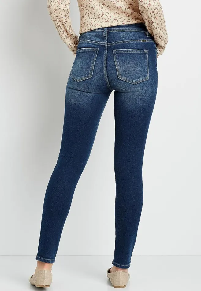 Women Kancan High Rise Dark Wash Fray Pocket Skinny Jean Maurices Jeans