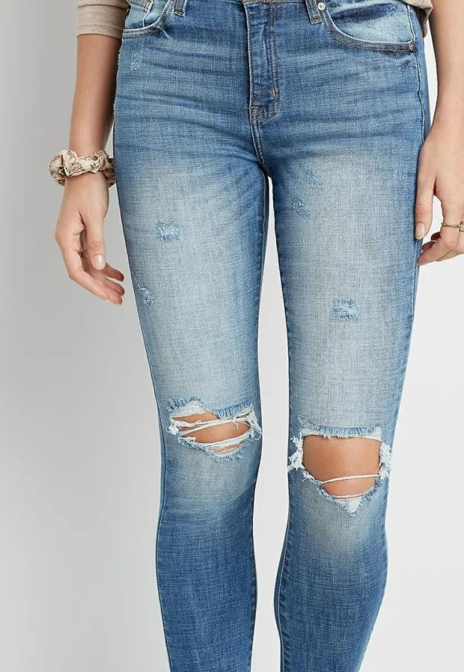 Women Kancan High Rise Medium Destructed Knee Skinny Jean Maurices Jeans