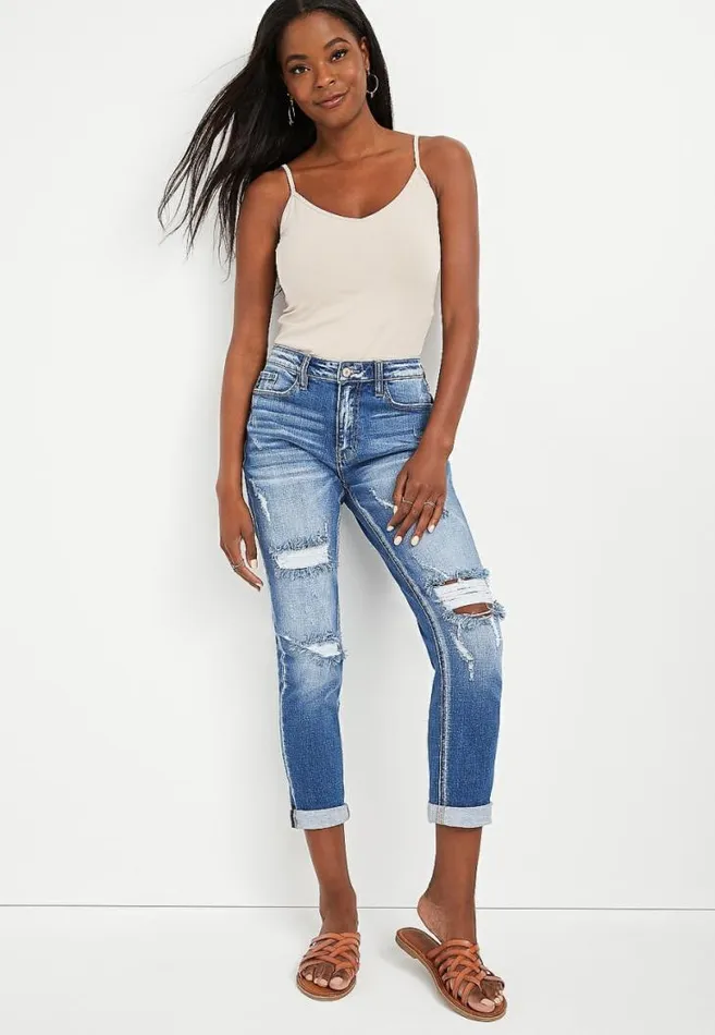 Women Kancan High Rise Medium Ripped Boyfriend Jean Maurices Jeans