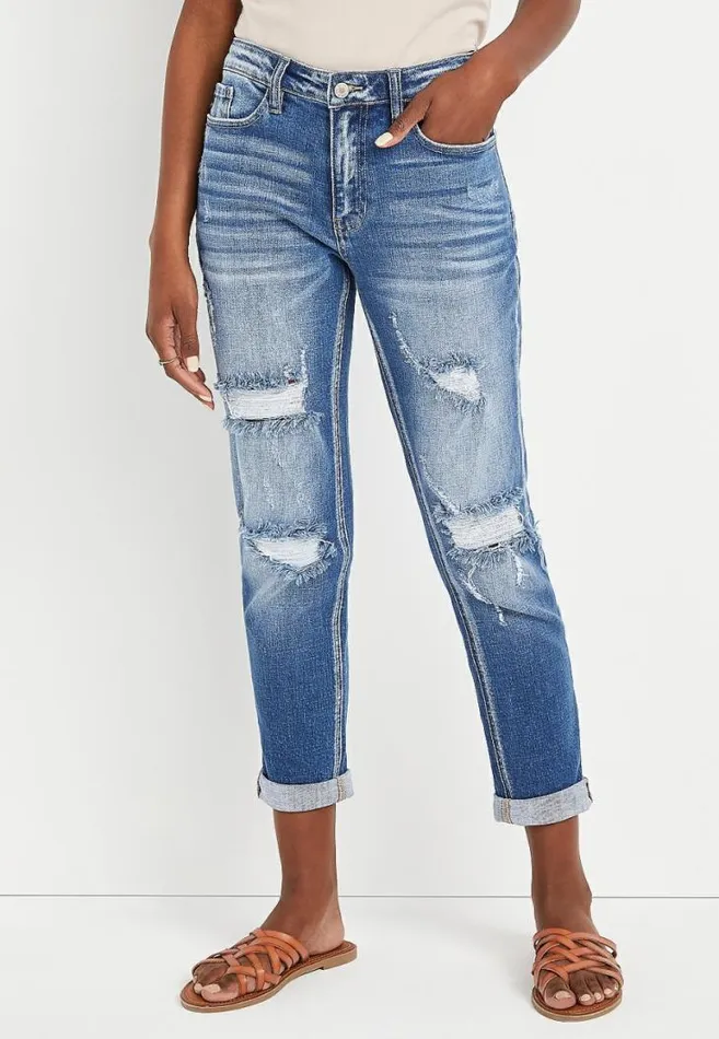 Women Kancan High Rise Medium Ripped Boyfriend Jean Maurices Jeans