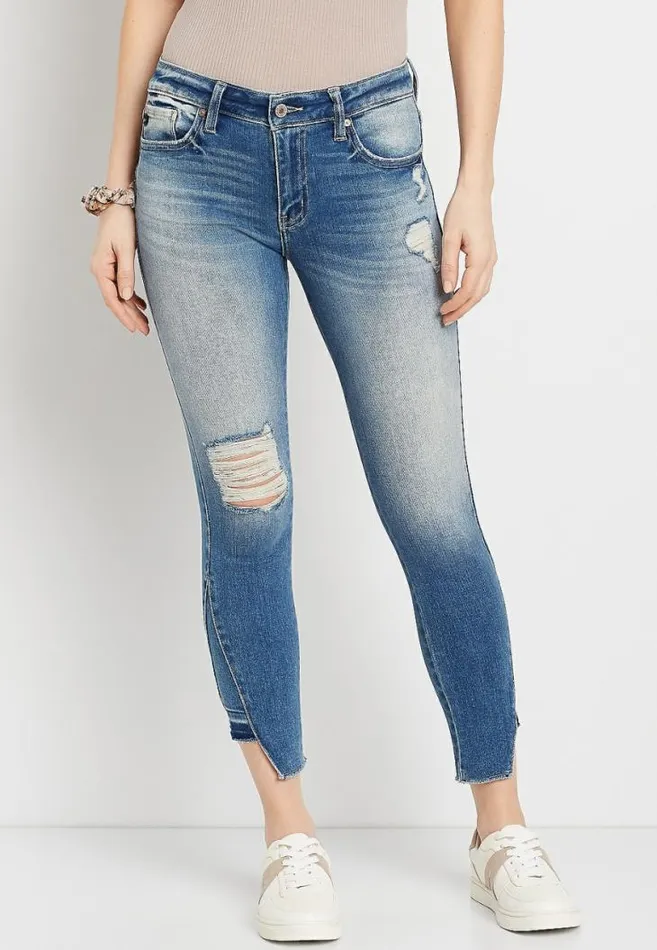 Women Kancan Medium Destructed Release Inset Hem Skinny Ankle Jean Maurices Jeans