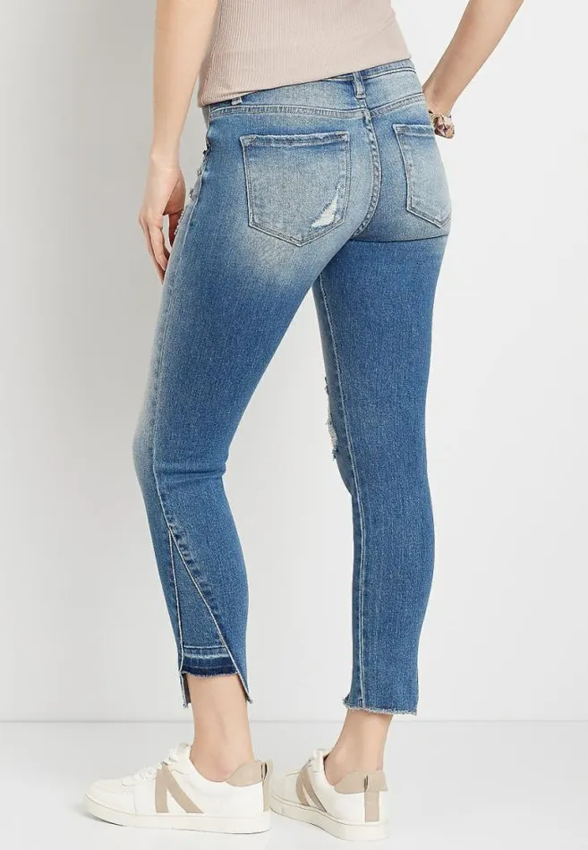 Women Kancan Medium Destructed Release Inset Hem Skinny Ankle Jean Maurices Jeans
