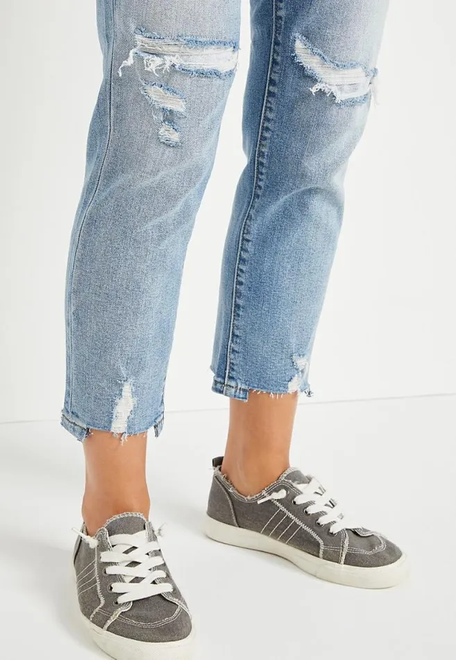 Women Kancan Straight High Rise Backed Ripped Ankle Jean Maurices Jeans