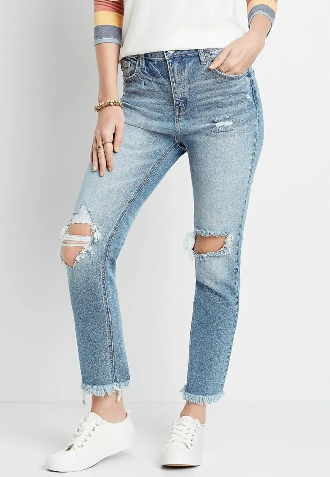 Women Kancan Vintage High Rise Destructed Slim Straight Ankle Jean Maurices Jeans Women Kancan Vintage High Rise Destructed Slim Straight Ankle Jean Maurices Jeans