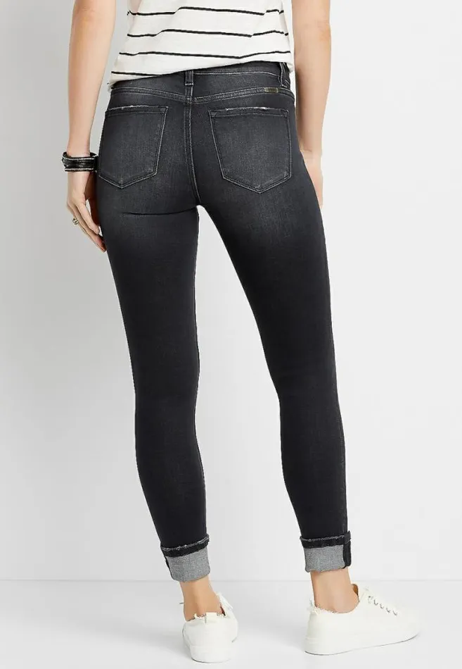 Women Kancan Washed Destructed Cuffed Skinny Jean Maurices Jeans