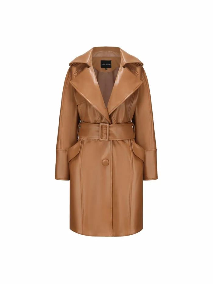 Women Keira Leather Trench Coat Nana Jacqueline Outerwear