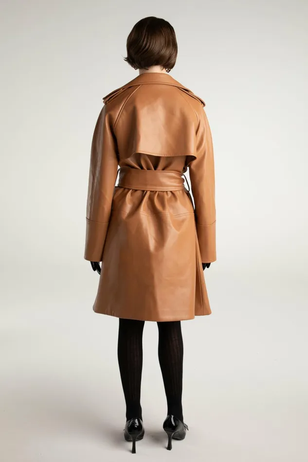 Women Keira Leather Trench Coat Nana Jacqueline Outerwear