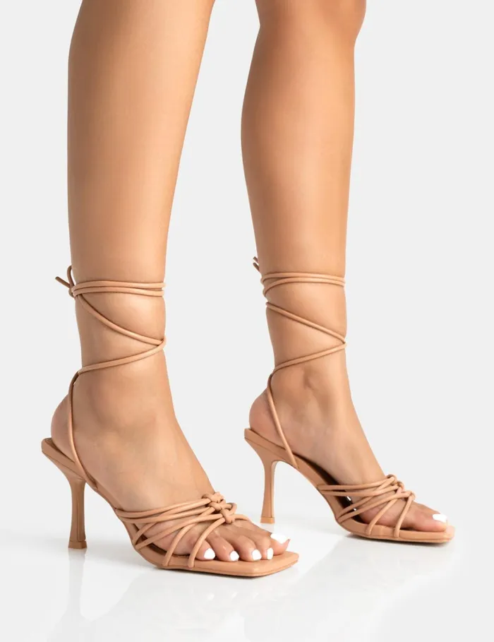 Women Keri Nude Pu Strappy Lace Up Mid Heels Neutral Public Desire Lace Up Heels Women Keri Nude Pu Strappy Lace Up Mid Heels Neutral Public Desire Lace Up Heels