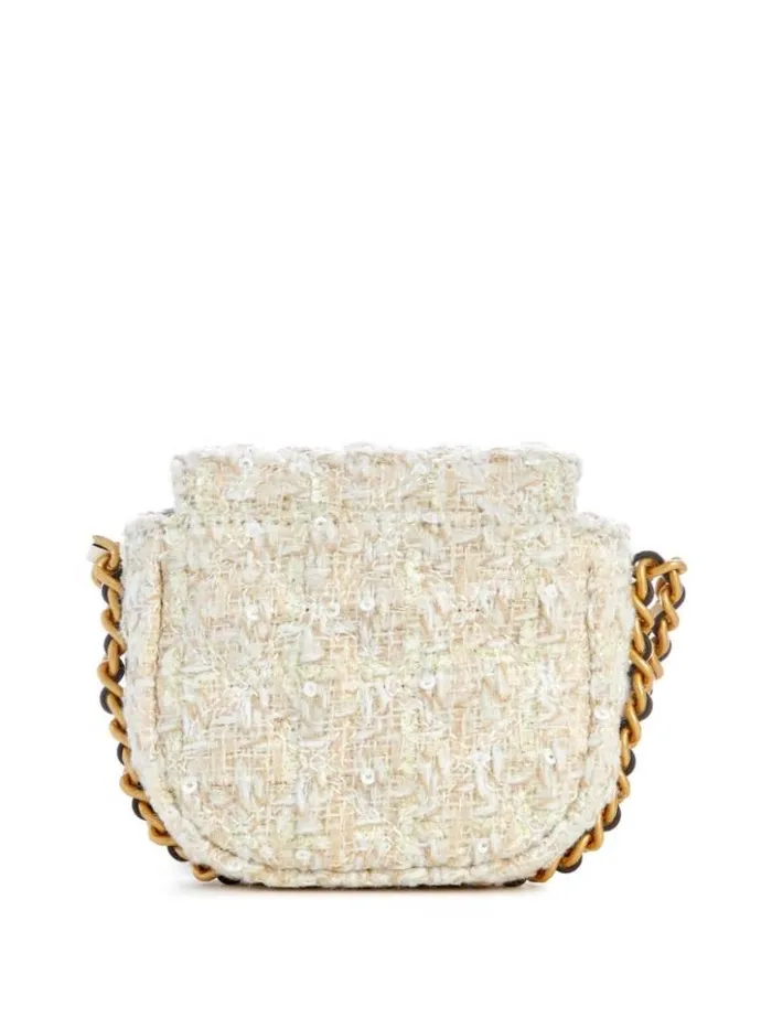 WomenKids GUESS Handbags Giully Tweed Micro Mini Crossbody Ivory Multi