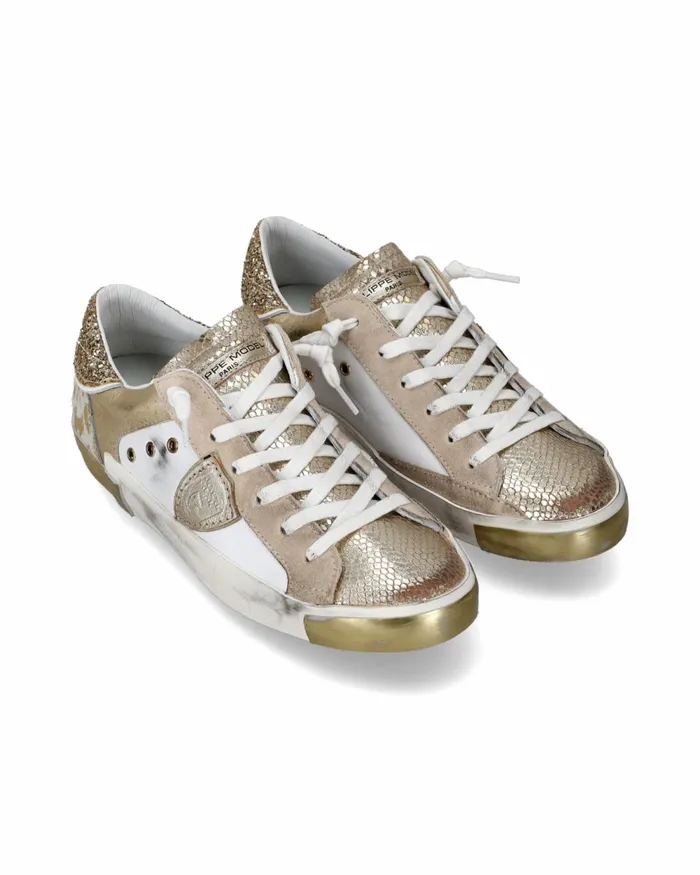 WomenKids Prsx Sneakers WhiteGold Casual Shoes Philippe Model Paris Casual