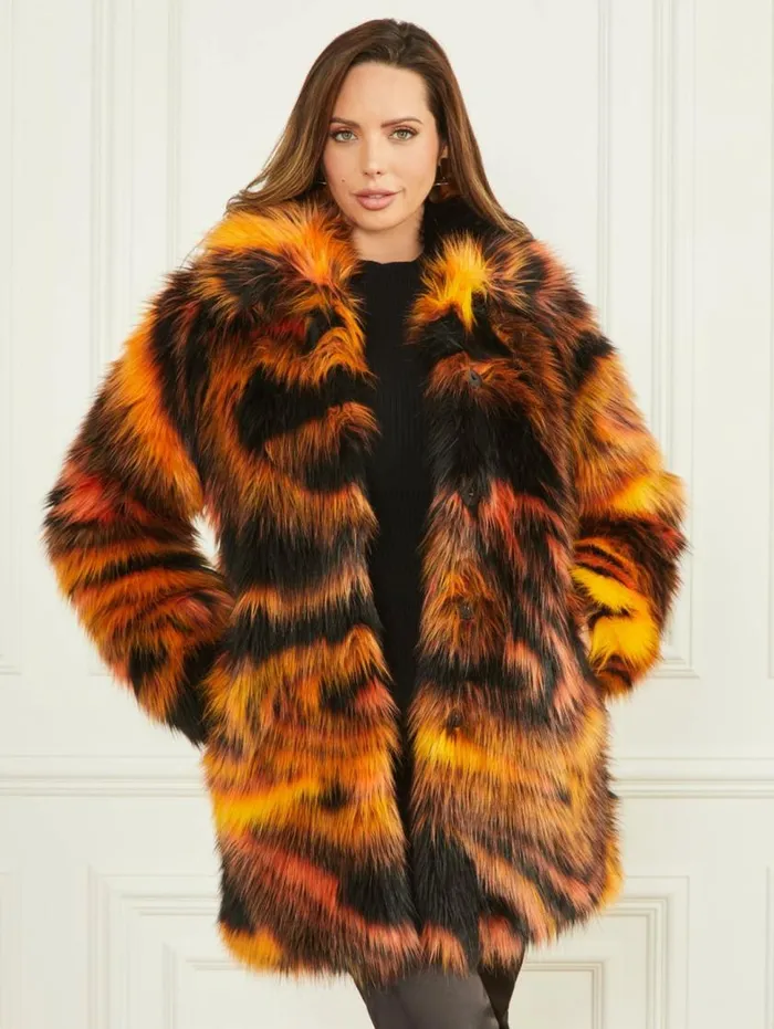 Women Kierra FauxFur Coat Night Animal Jacquard Marciano Jackets