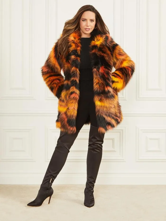 Women Kierra FauxFur Coat Night Animal Jacquard Marciano Jackets Women Kierra FauxFur Coat Night Animal Jacquard Marciano Jackets