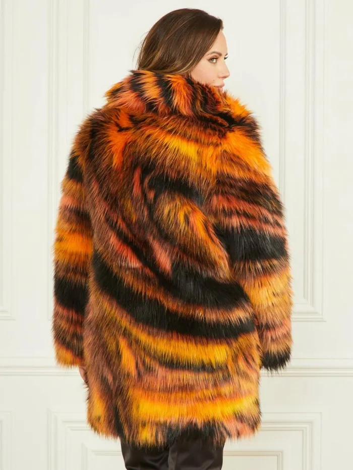 Women Kierra FauxFur Coat Night Animal Jacquard Marciano Jackets Women Kierra FauxFur Coat Night Animal Jacquard Marciano Jackets