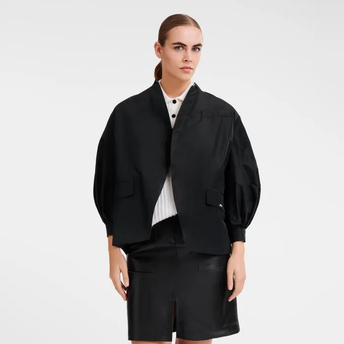 Women Kimono Jacket Black Longchamp Coats and Jackets