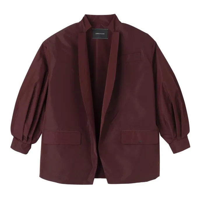 Women Kimono Jacket Burgundy Longchamp Coats and Jackets