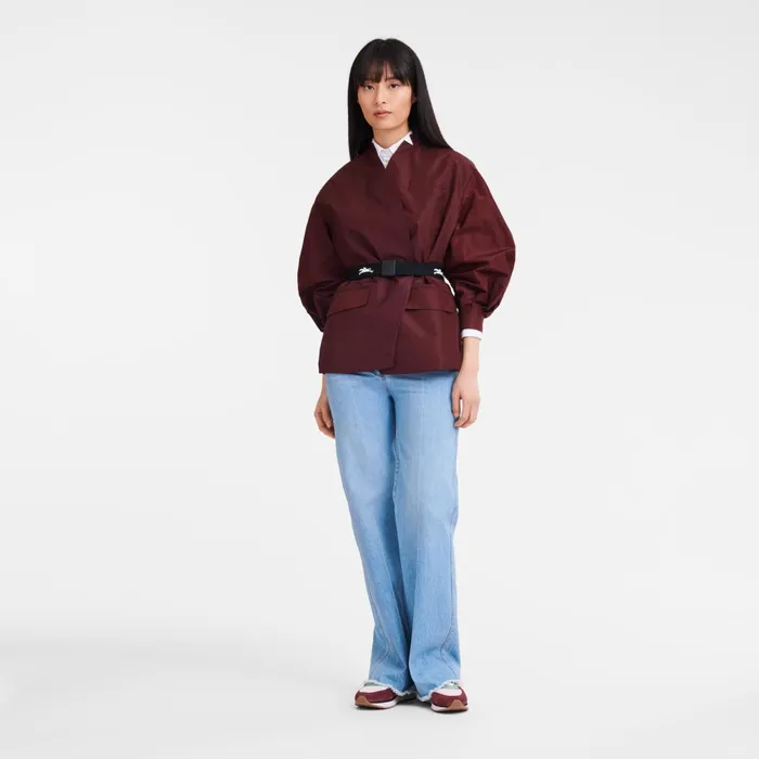 Women Kimono Jacket Burgundy Longchamp Coats and Jackets