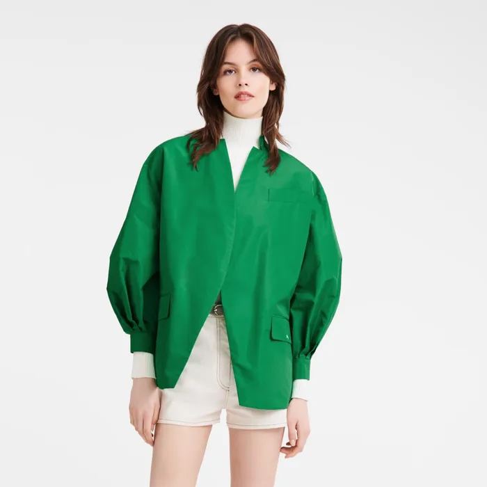 Women Kimono Jacket Green Longchamp Coats and Jackets