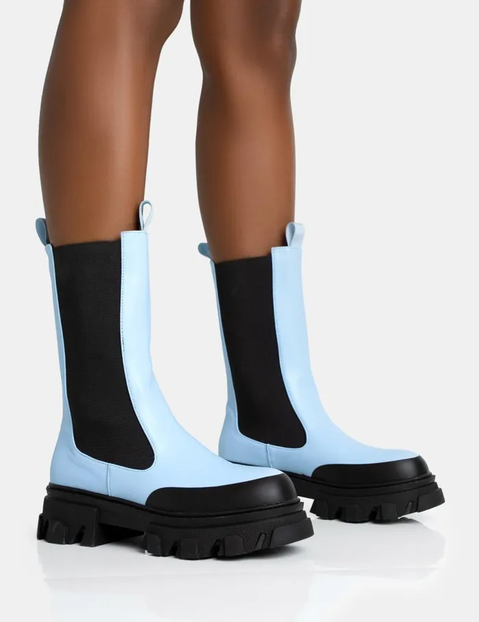 Women Kira Blue PU Chunky Sole Chelsea Ankle Boots Blue Public Desire Ankle Boots Women Kira Blue PU Chunky Sole Chelsea Ankle Boots Blue Public Desire Ankle Boots
