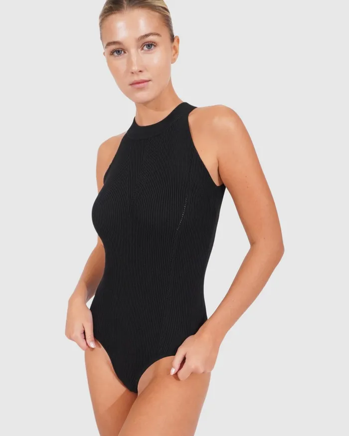 Women Knitwear Belle and Bloom Back For Good High Neck Bodysuit 8211 Black