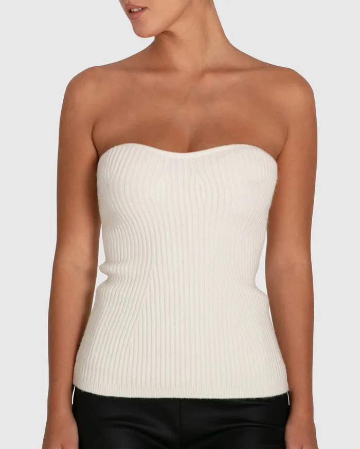 Women Knitwear Belle and Bloom Distant Memories Knit Bustier 8211 Cream