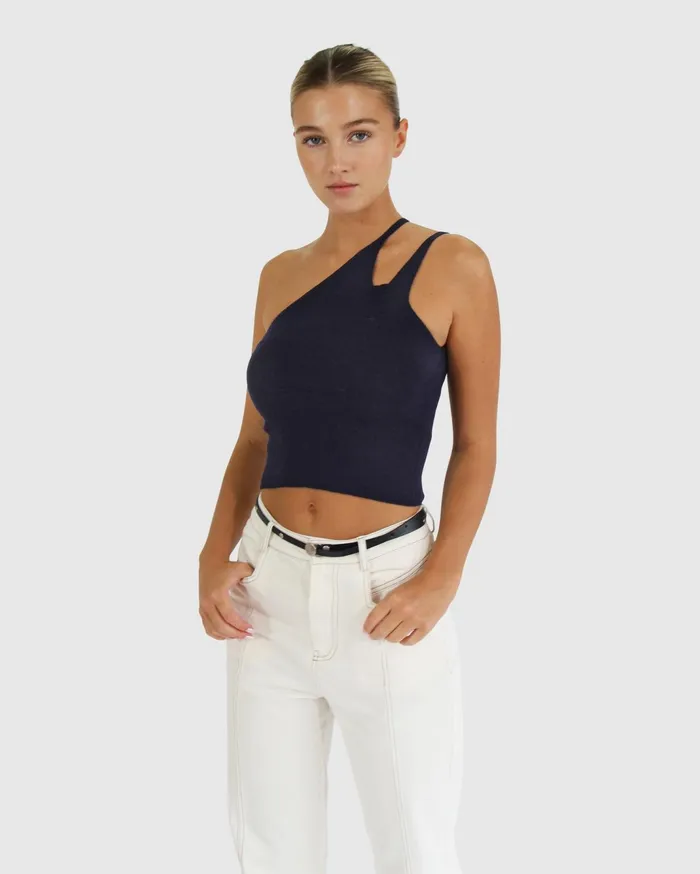 Women Knitwear Belle and Bloom Symphony Double Strap Knit Crop 8211 Navy
