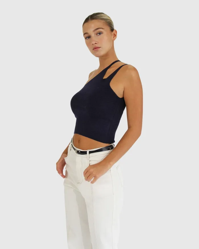 Women Knitwear Belle and Bloom Symphony Double Strap Knit Crop 8211 Navy