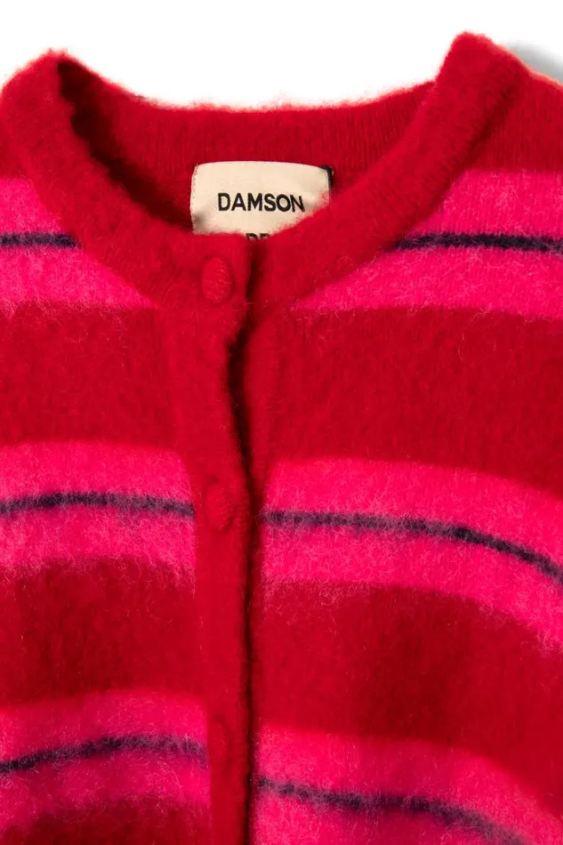 Women Knitwear Damson Madder Cece Stripe Cardigan 8211 Red and Pink Stripe