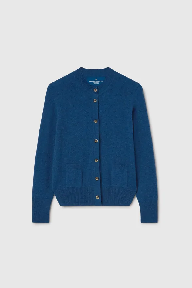 Women Knitwear Ermanno Scervino Blu Cashmere Cardigan With Pockets 8211 Ermanno Scervino Blue Women Knitwear Ermanno Scervino Blu Cashmere Cardigan With Pockets 8211 Ermanno Scervino Blue