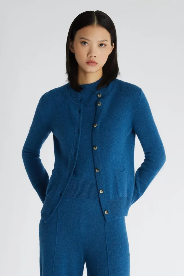 Women Knitwear Ermanno Scervino Blu Cashmere Cardigan With Pockets 8211 Ermanno Scervino Blue