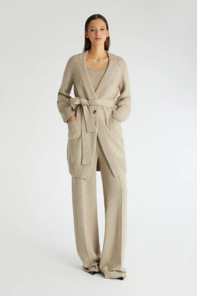 Women Knitwear Ermanno Scervino Cashmere Taupe Palazzo Pants 8211 Ermanno Scervino Taupe