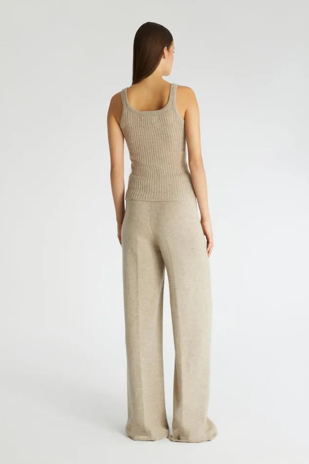 Women Knitwear Ermanno Scervino Cashmere Taupe Palazzo Pants 8211 Ermanno Scervino Taupe