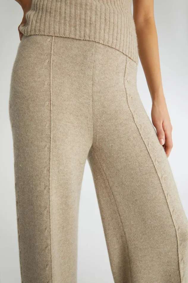 Women Knitwear Ermanno Scervino Cashmere Taupe Palazzo Pants 8211 Ermanno Scervino Taupe
