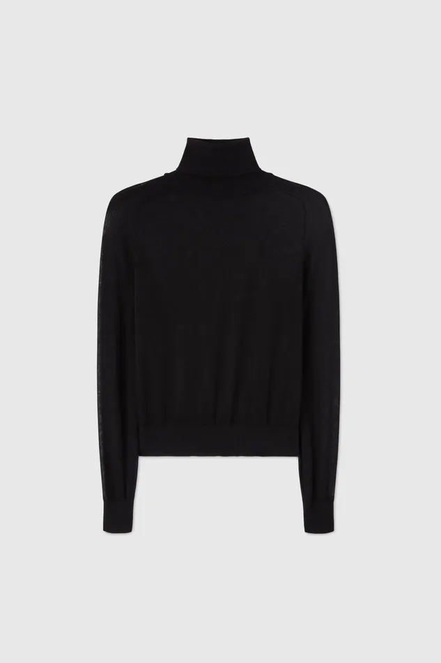 Women Knitwear Ermanno Scervino Cotton Turtleneck Jumper Black