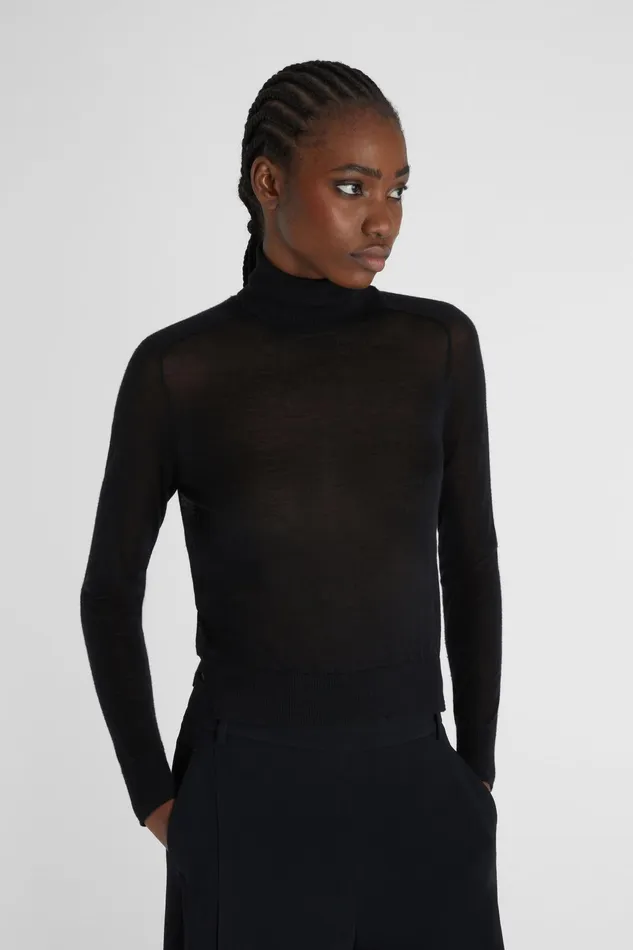Women Knitwear Ermanno Scervino Cotton Turtleneck Jumper Black