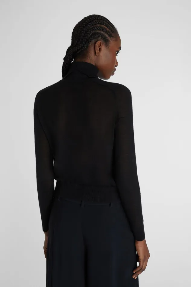 Women Knitwear Ermanno Scervino Cotton Turtleneck Jumper Black