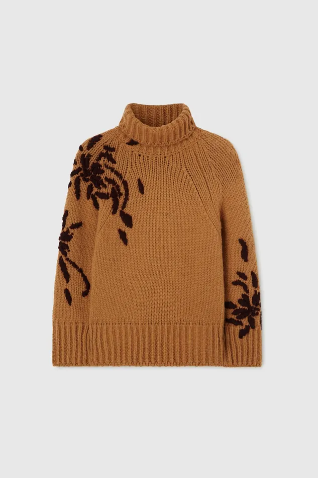 Women Knitwear Ermanno Scervino Designer Alpaca Blend Jumper With High Neck And Handmade Embroidery 8211 Ermanno Scervino Beige Women Knitwear Ermanno Scervino Designer Alpaca Blend Jumper With High Neck And Handmade Embroidery 8211 Ermanno Scervino Beige