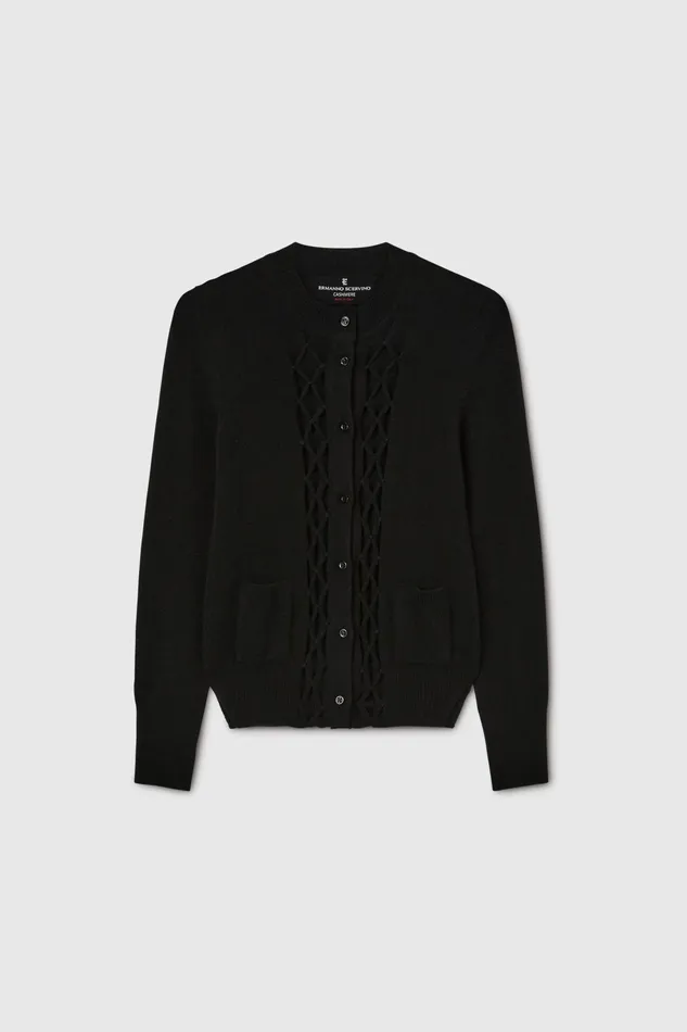 Women Knitwear Ermanno Scervino Designer Black Cashmere Cardigan With 8211 Ermanno Scervino Black Women Knitwear Ermanno Scervino Designer Black Cashmere Cardigan With 8211 Ermanno Scervino Black
