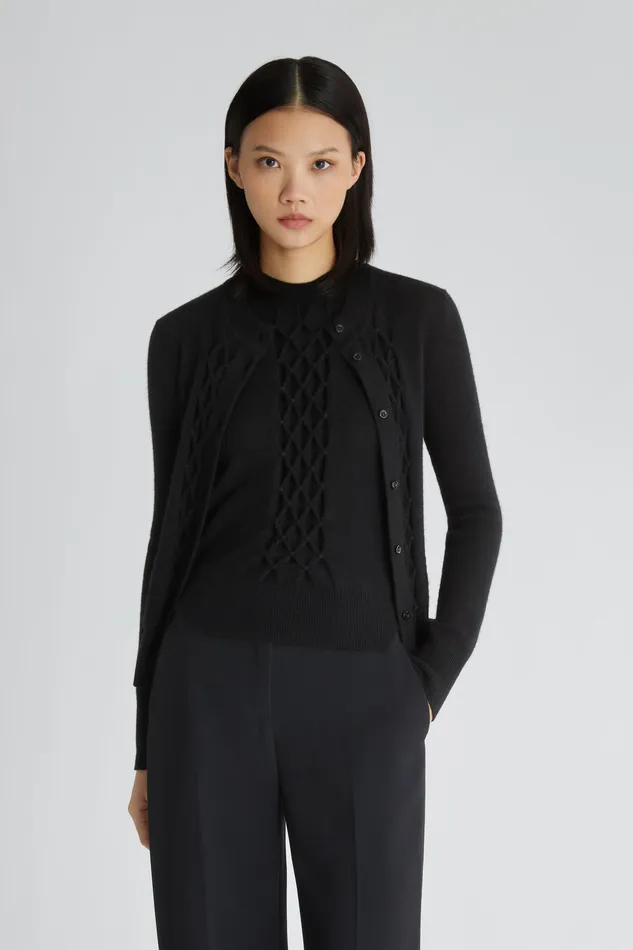 Women Knitwear Ermanno Scervino Designer Black Cashmere Cardigan With 8211 Ermanno Scervino Black