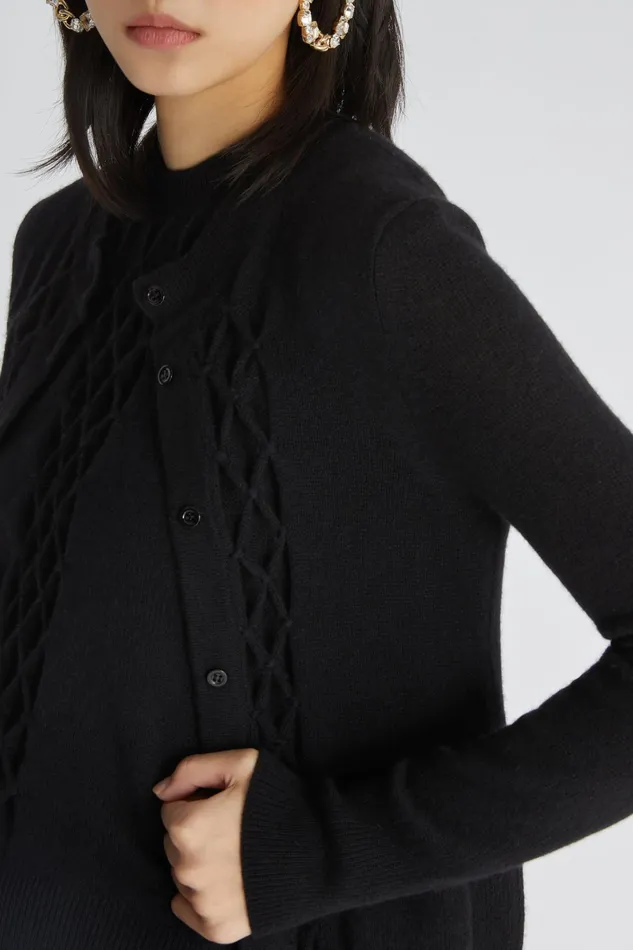 Women Knitwear Ermanno Scervino Designer Black Cashmere Cardigan With 8211 Ermanno Scervino Black