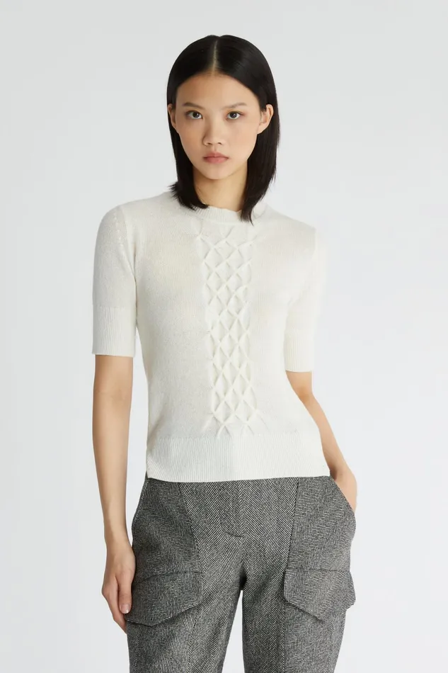 Women Knitwear Ermanno Scervino Designer White Sweater With Hand Knitted Detail 8211 Ermanno Scervino White