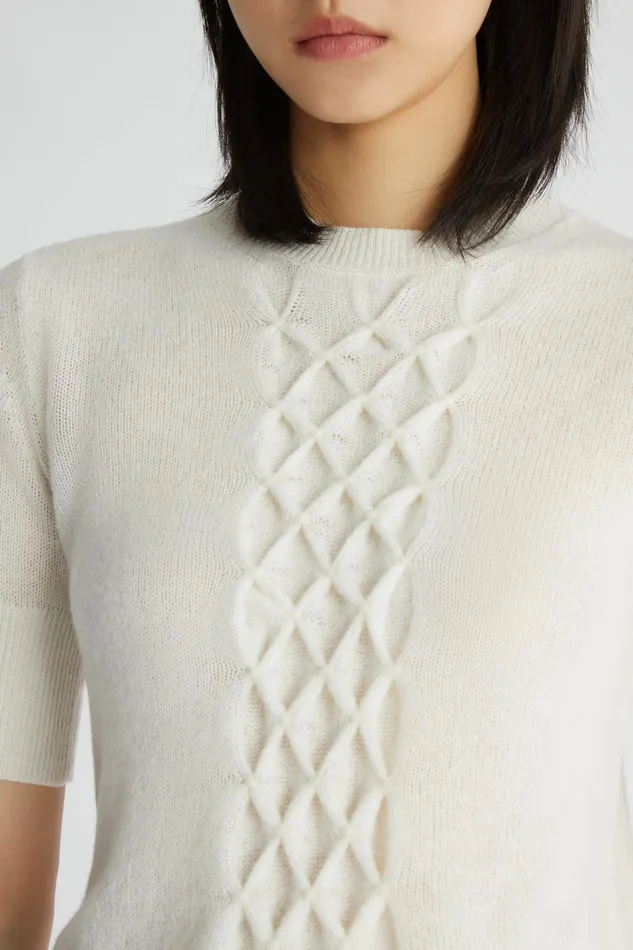 Women Knitwear Ermanno Scervino Designer White Sweater With Hand Knitted Detail 8211 Ermanno Scervino White