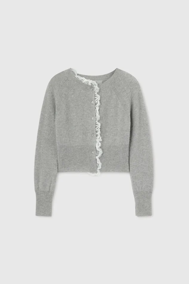 Women Knitwear Ermanno Scervino Lace Grey Cropped Cardigan In Cashmere 8211 Ermanno Scervino Grey Women Knitwear Ermanno Scervino Lace Grey Cropped Cardigan In Cashmere 8211 Ermanno Scervino Grey