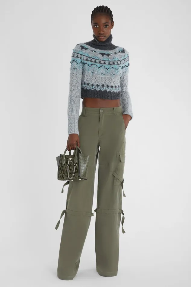 Women Knitwear Ermanno Scervino Pure Cashmere Cropped Jumper With Norwegian Embroidery