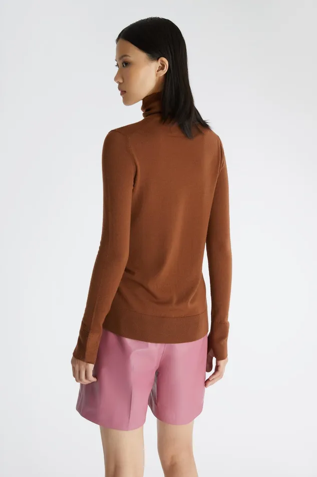 Women Knitwear Ermanno Scervino Pure Merino Wool Sweater With Lace Brown
